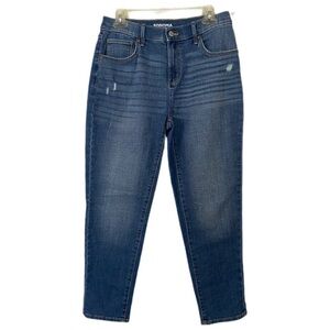 Sonoma Boyfriend Jeans Medium Blue Wash with Distressing High Rise Size 4